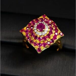 Natural Burmese Ruby and Diamond Ring in 18k solid gold with lab certificate
